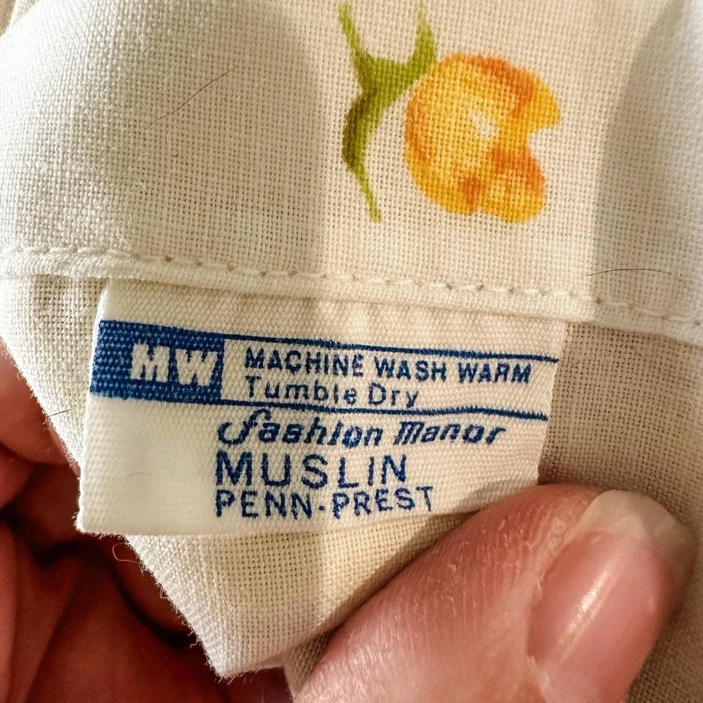 VTG Fashion Manor Top Flat Sheet Double‎ Bed JC Penney Yellow Rose Muslin